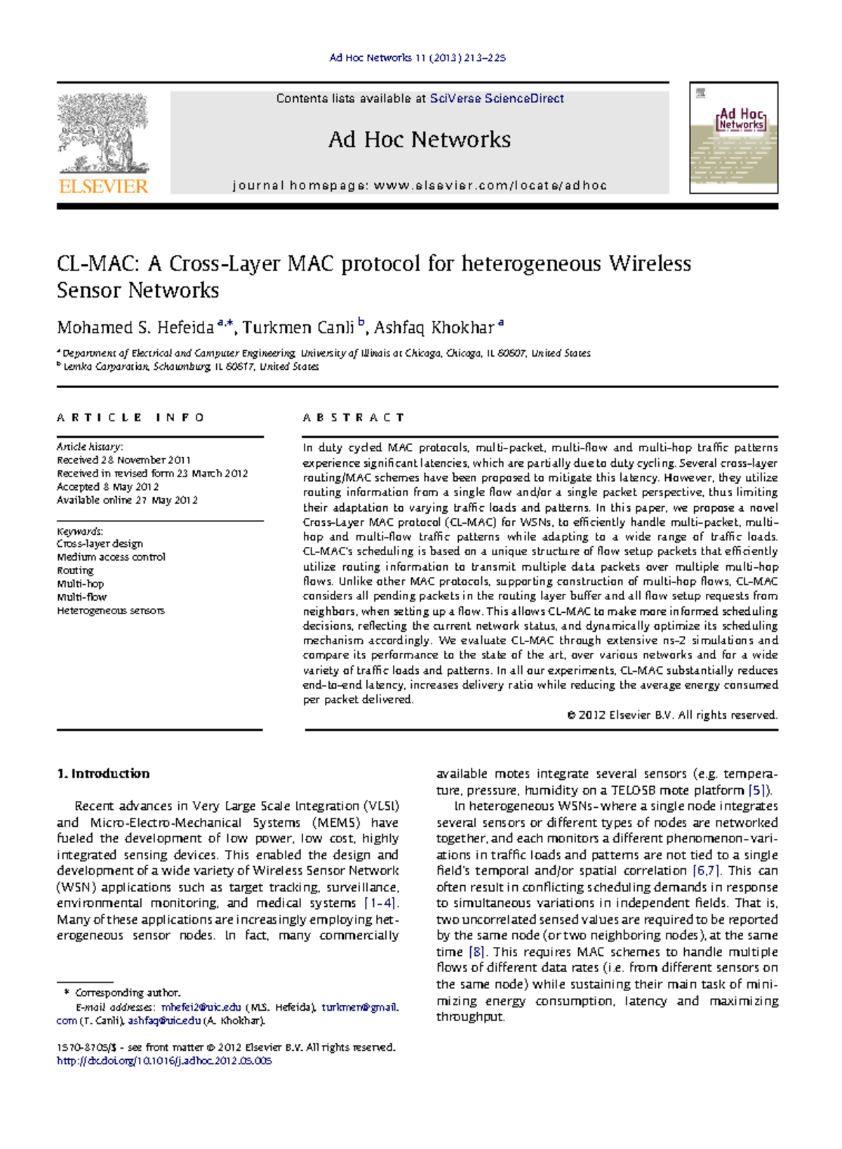 CL-MAC: A Novel Cross-Layer MAC Protocol for Heterogeneous WSNs in 2013 ...