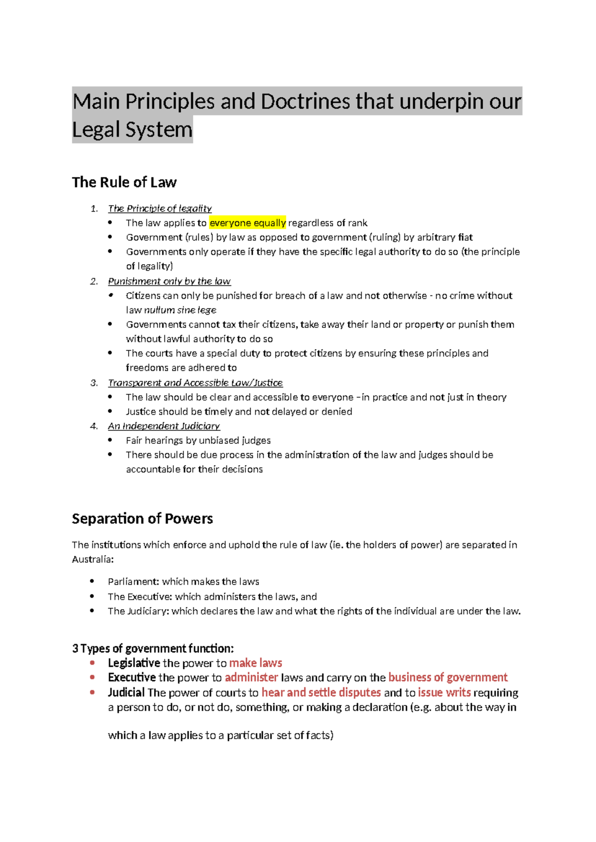 Week 4 Legal System Principles Overview: Rule of Law & Government ...