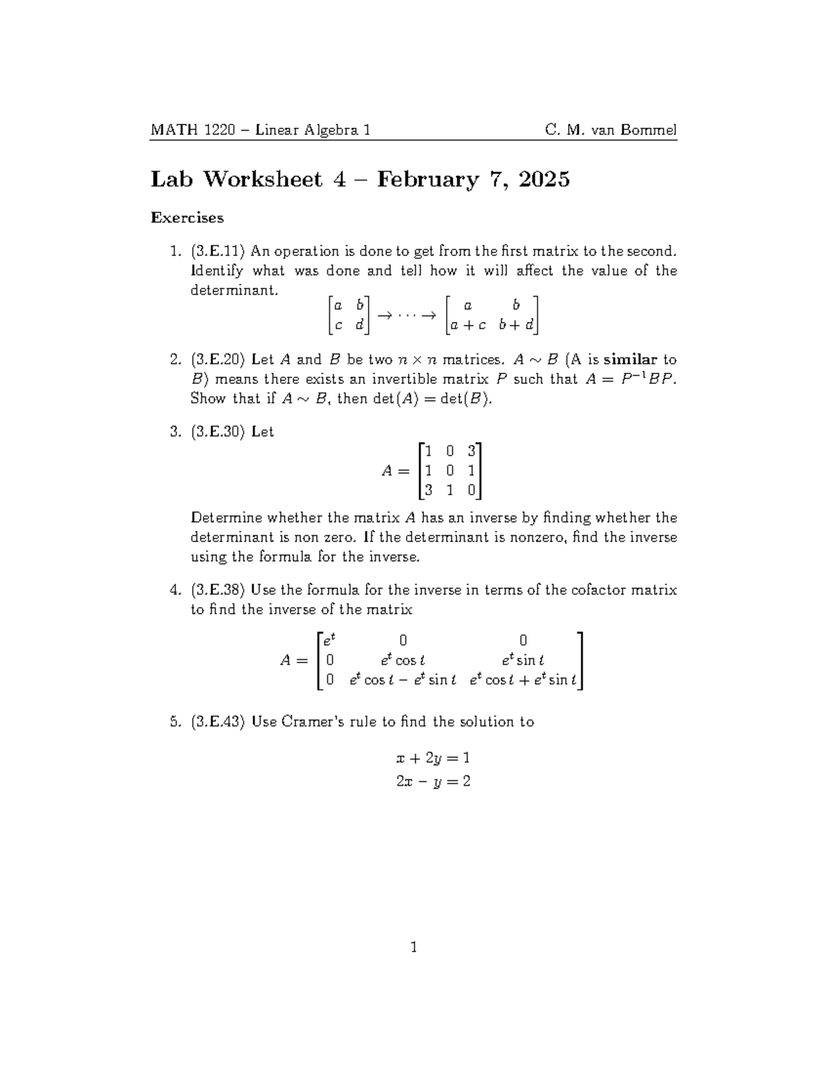 W41 - lab worksheet - MATH 1220 – Linear Algebra 1 C. M. van Bommel Lab ...