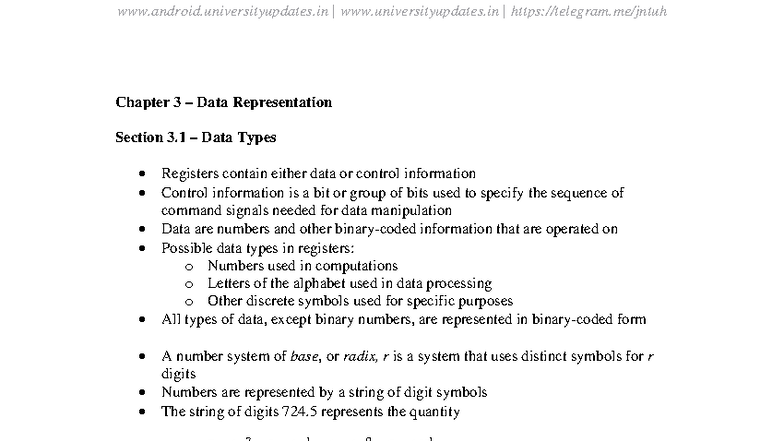 COA-Unit 3: Data Representation and Number Systems in Computer ...