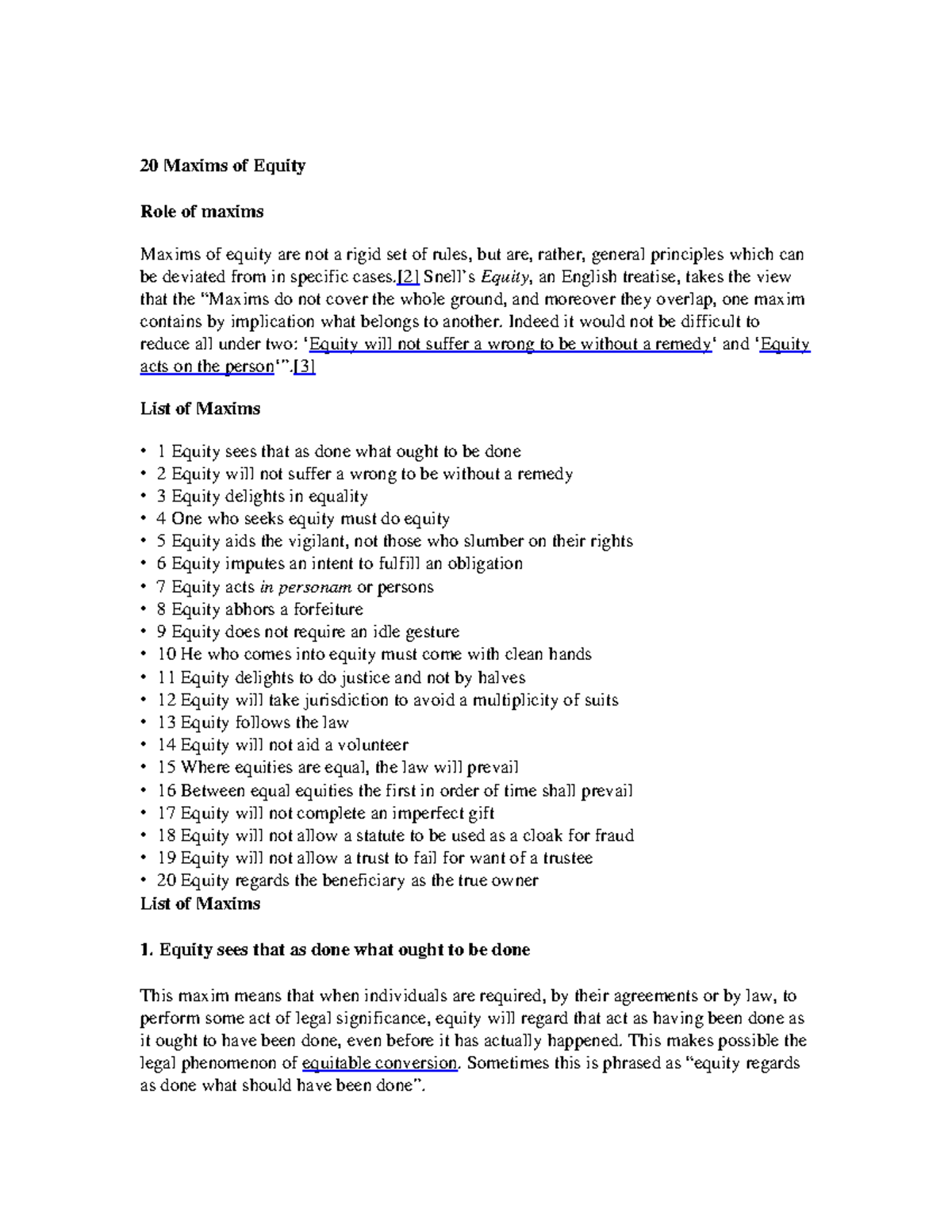 293299051 20 Maxims of Equity Explained in Detail - Studocu