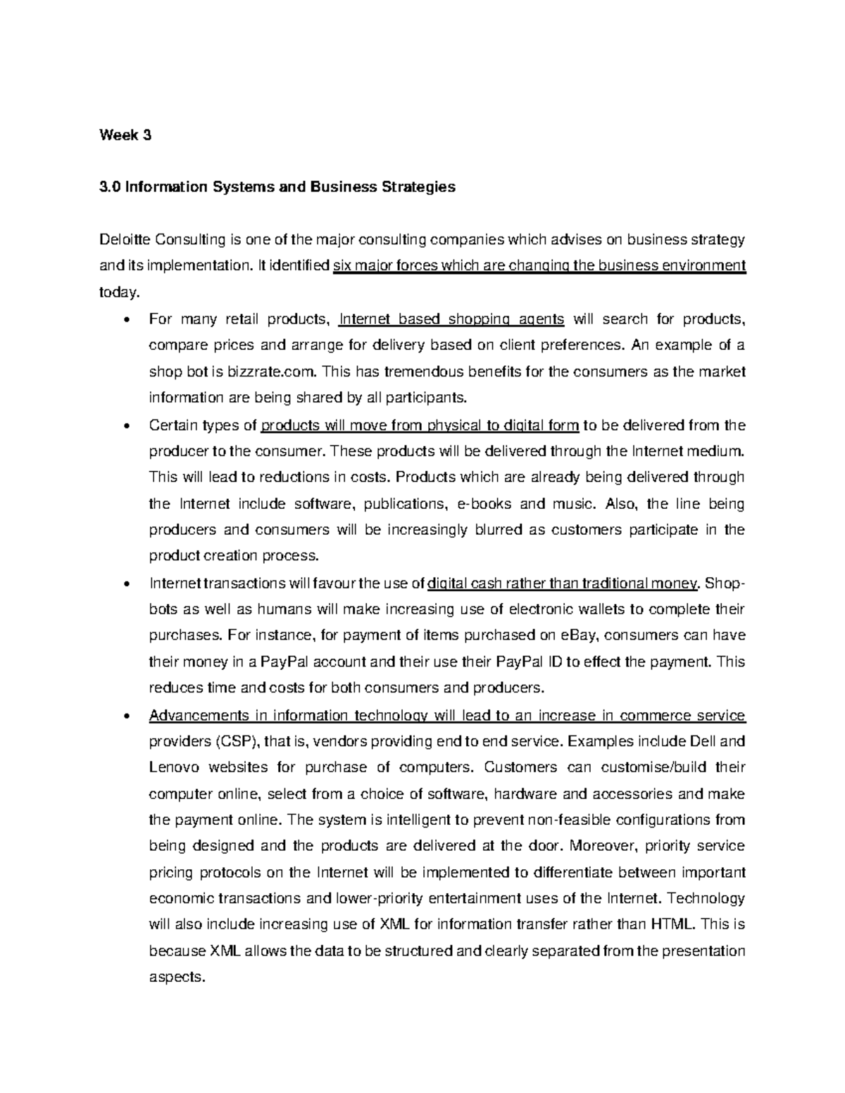 Week 3 Notes final - Week 3 3 Information Systems and Business ...