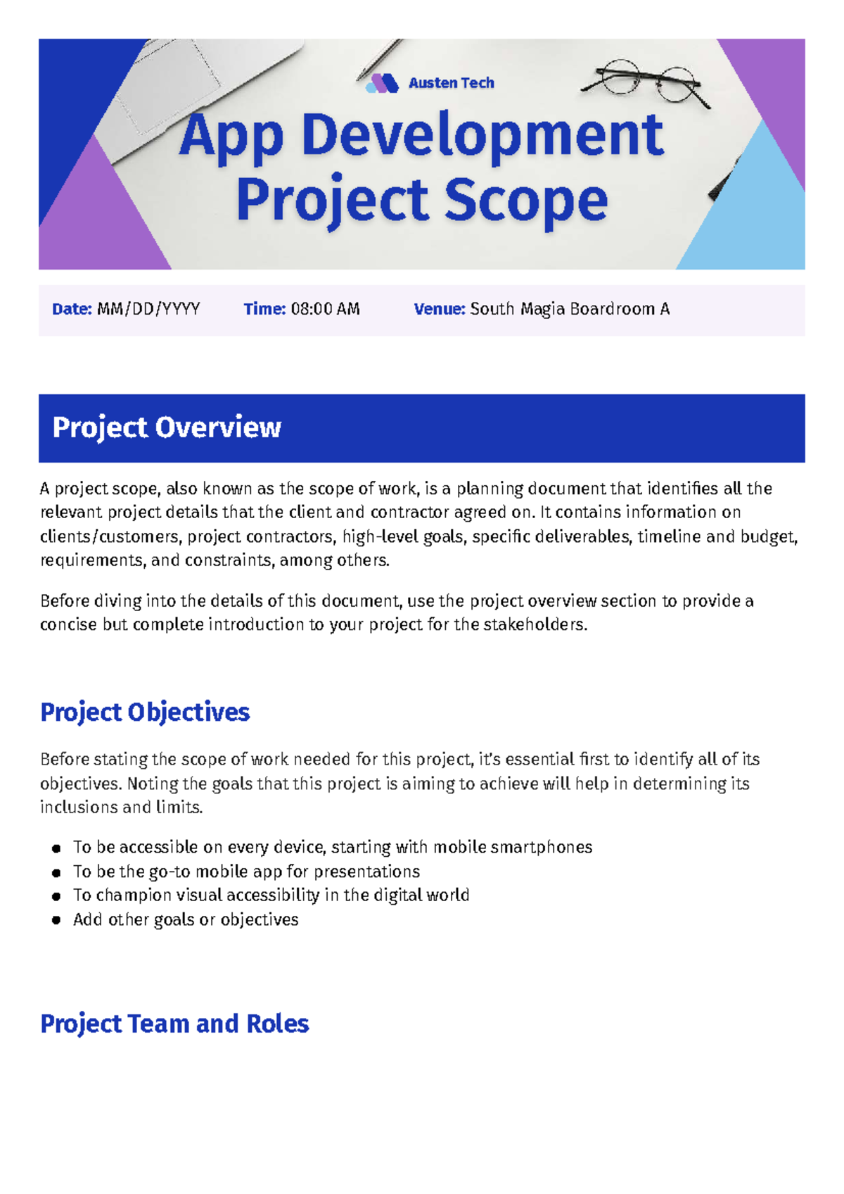 Austen Tech App Development Project Scope Document - Studocu