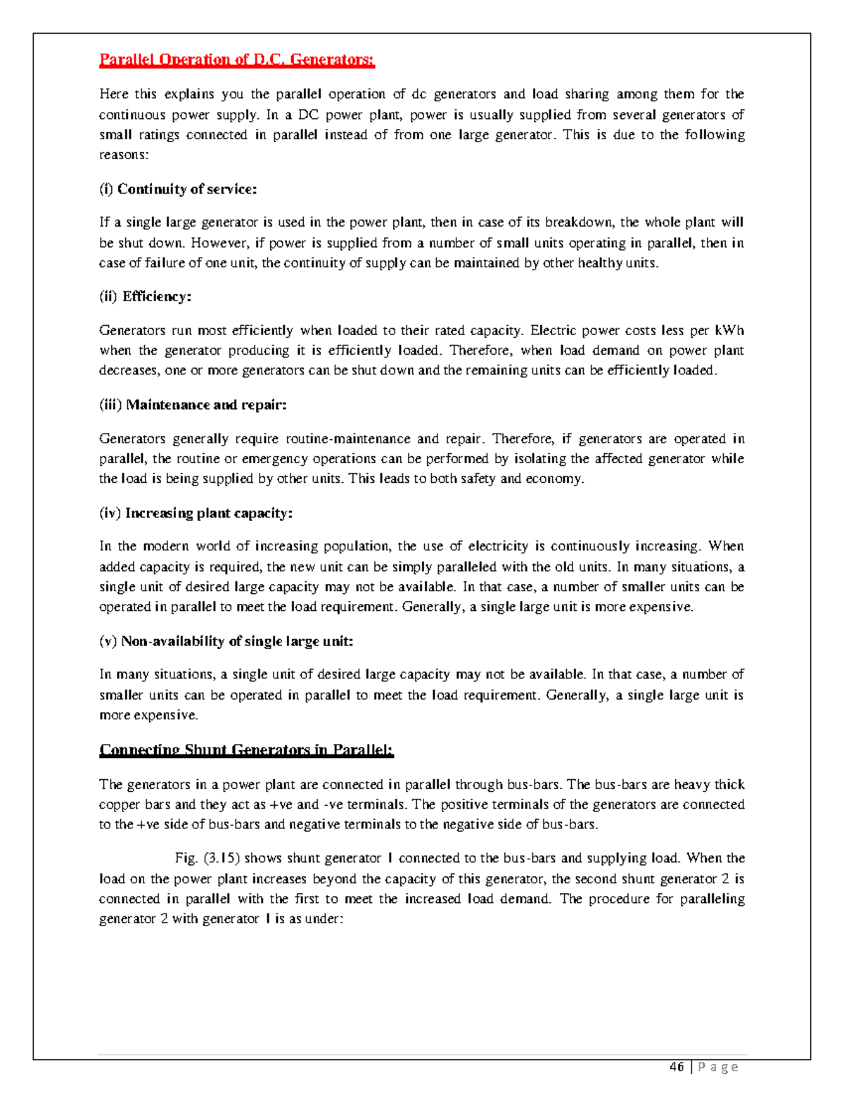 Parallel Operation of D.C. Generators - Electrical Machines I Notes ...