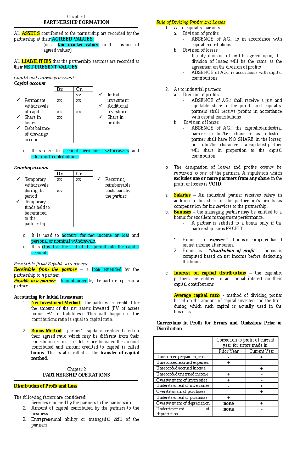 Accounting for Special Transactions in Partnerships - Reviewer - Studocu
