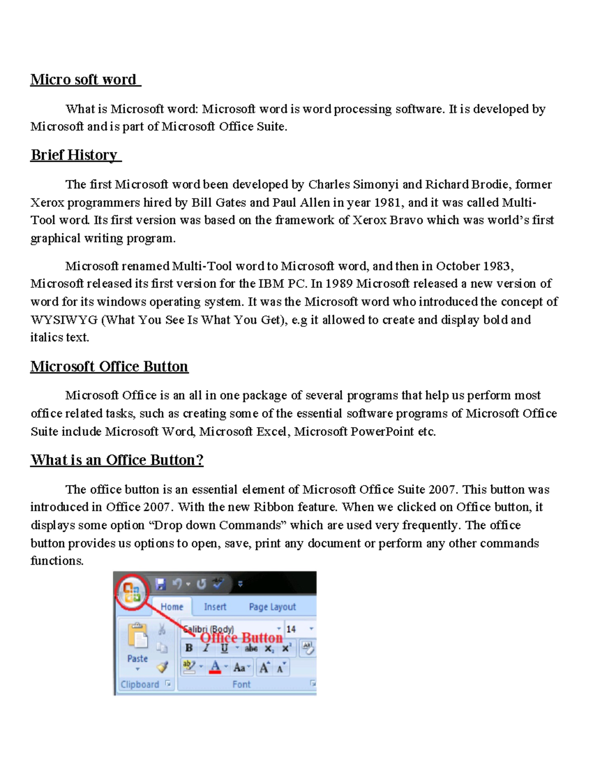 Micro soft word - Summarize - Micro soft word What is Microsoft word ...