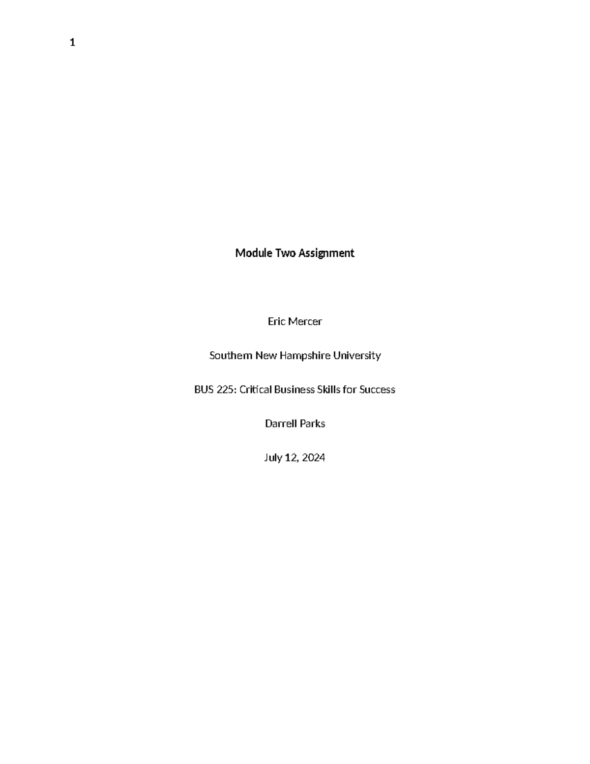 BUS225 Module Two Assignment - Module Two Assignment Eric Mercer ...