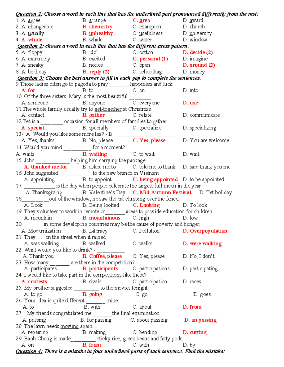 On-tap-1: Pronunciation and Stress Patterns Practice Questions - Studocu