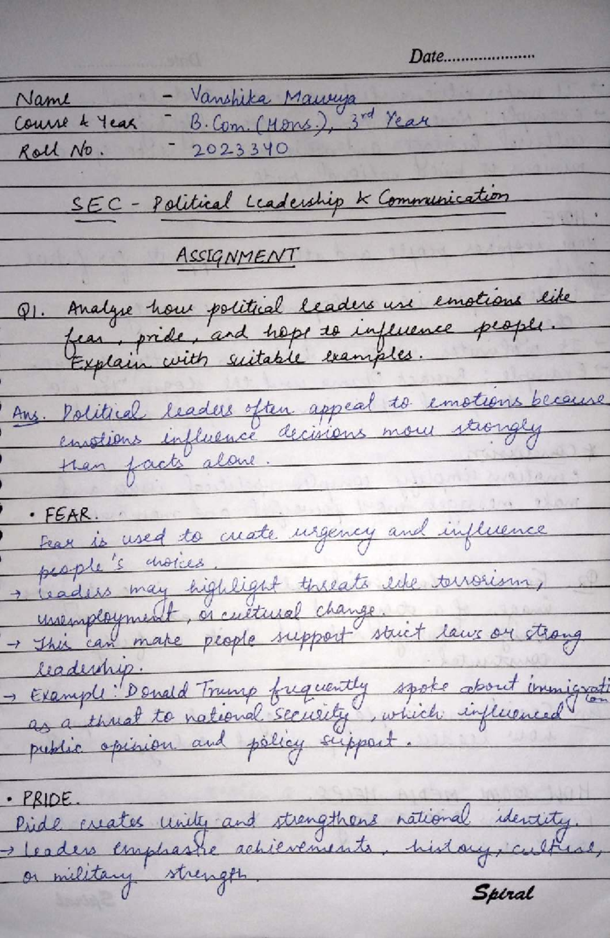 Sec Assignment 2023: Understanding Fear and Its Impacts - Studocu