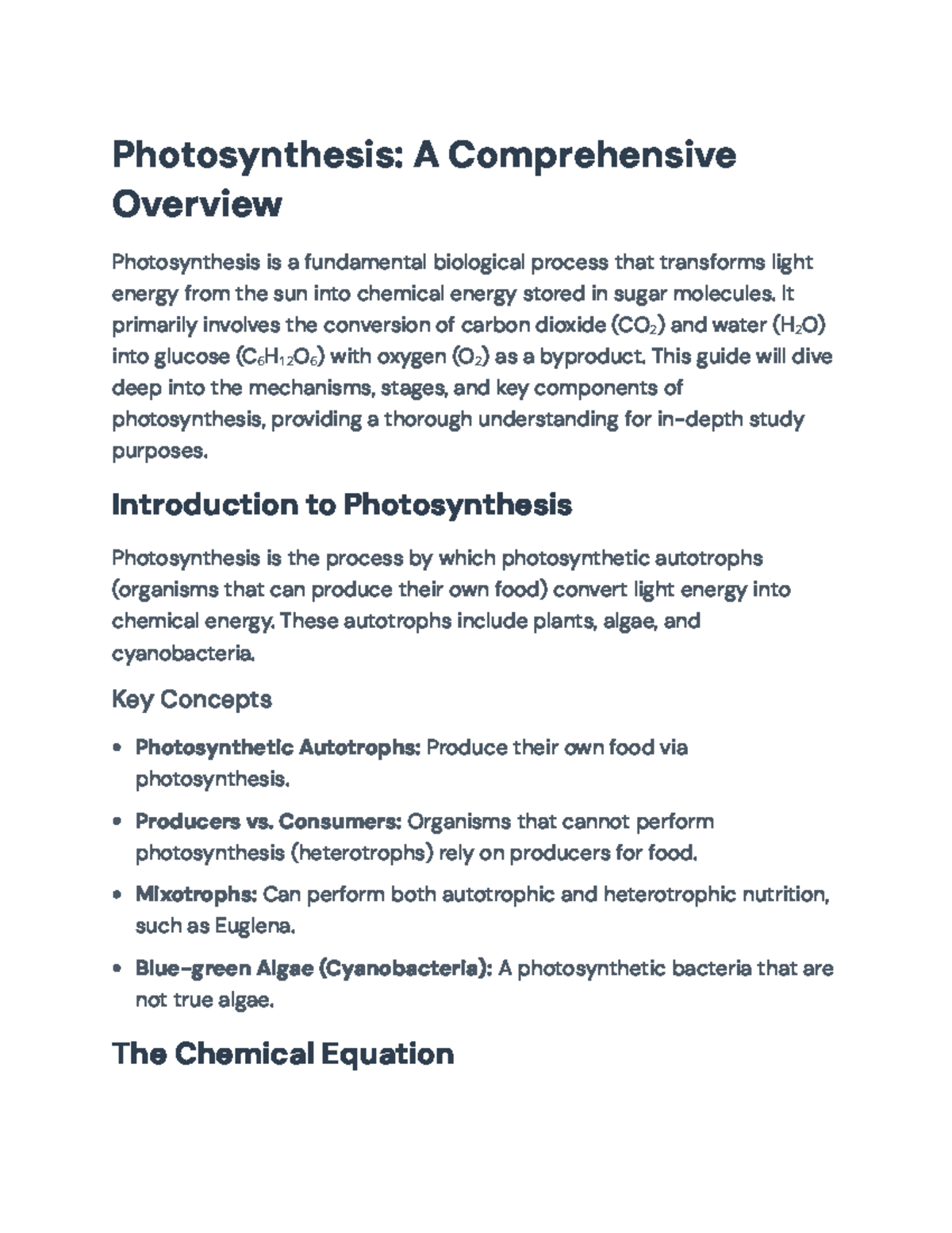 Photosynthesis: Mechanisms and Stages Overview for Bio 101 Study - Studocu
