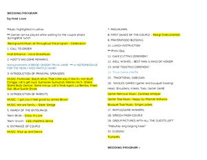 Updated Wedding Program Spiel - RECEPTION PROGRAM Master Of Ceremonies ...