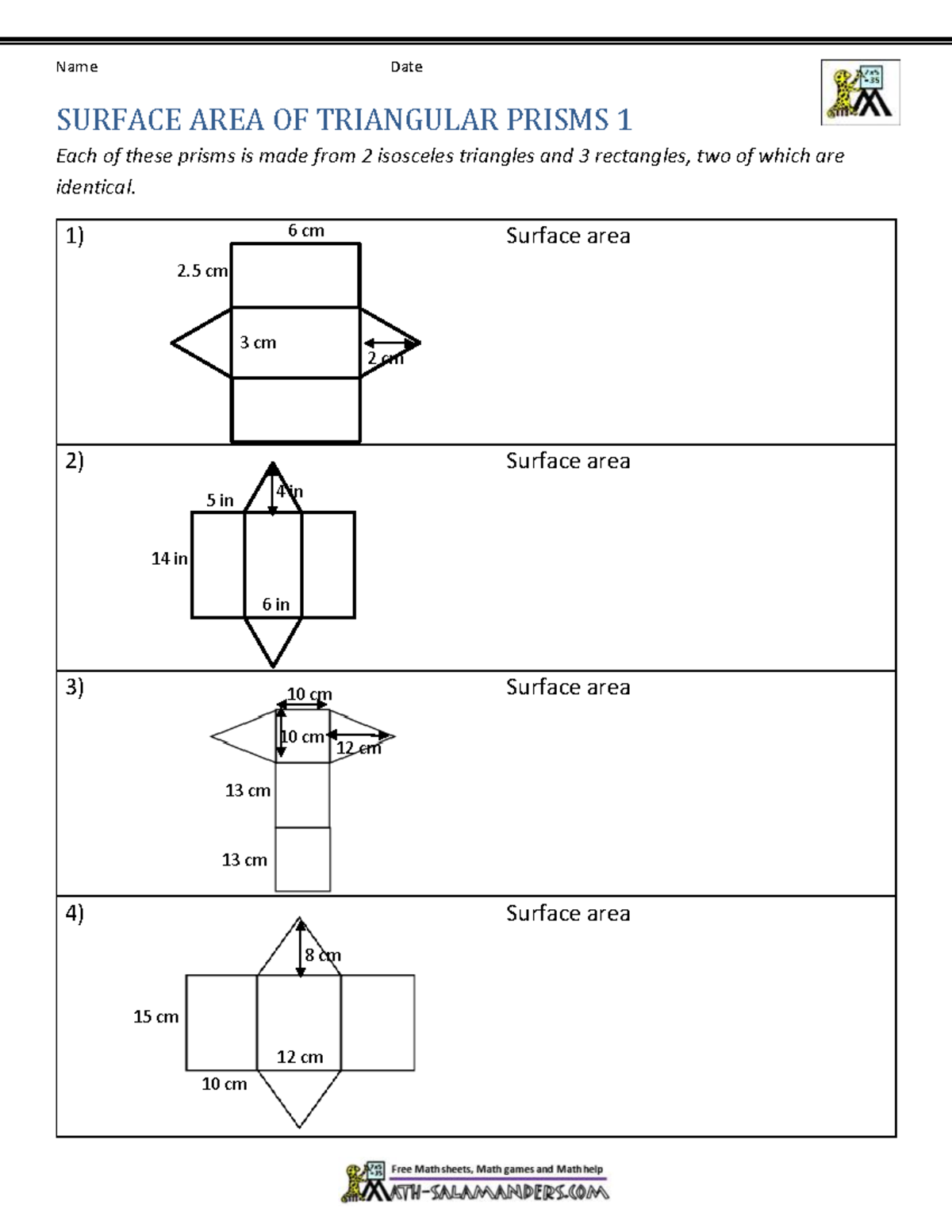 MATH 101: Surface Area of Triangular Prisms Notes - Studocu