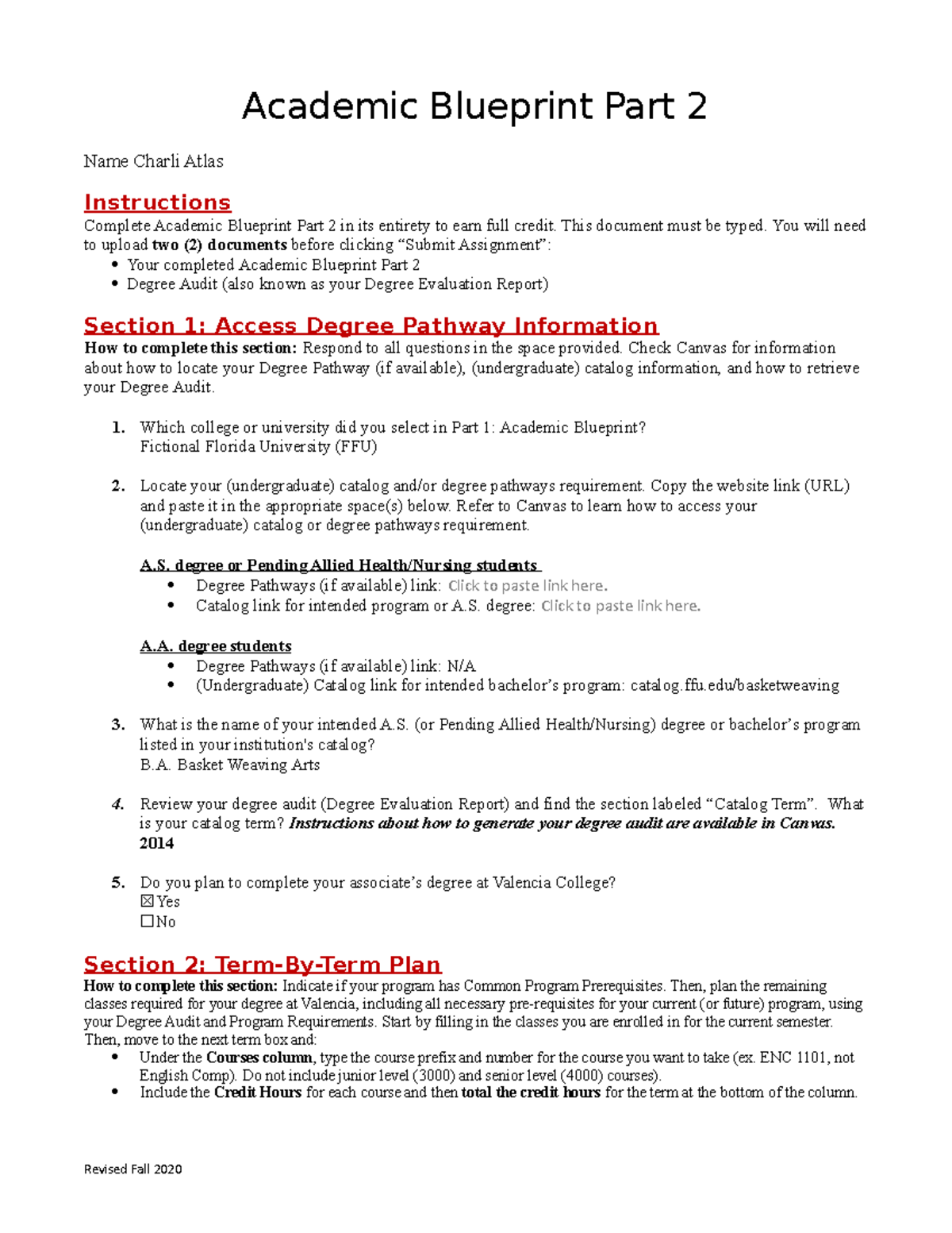 Academic Blueprint Part 2 for A. Degree at FFU Guide - Studocu