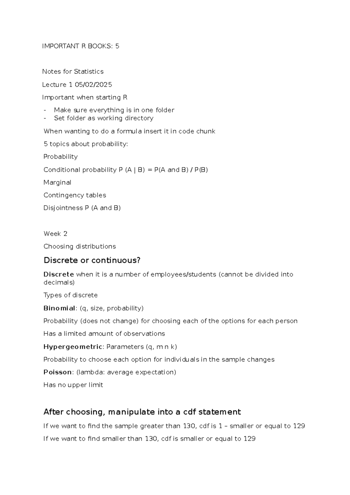 BSTAT 101: Lecture Notes on Probability and Distributions - Studeersnel