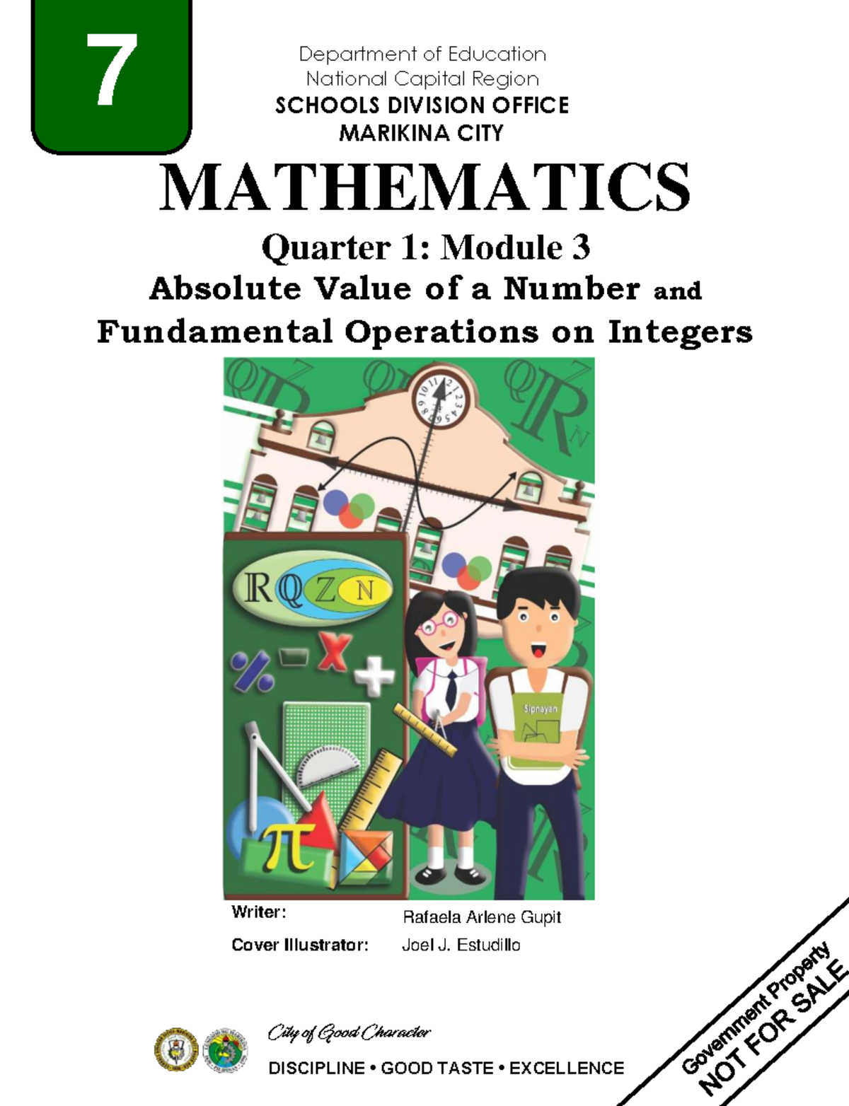 M3 Q1 Math Module: Absolute Value & Integer Operations for Grade 7 ...