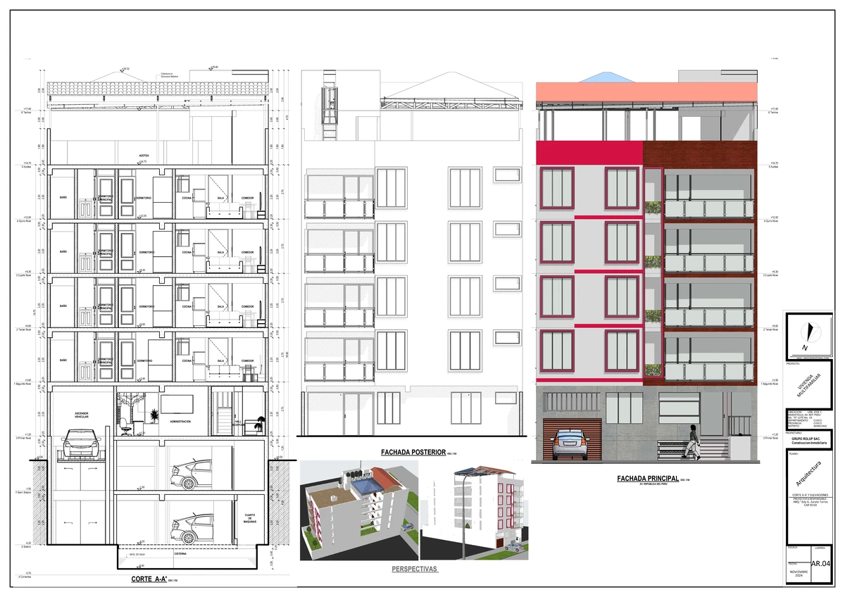 Arq 01 - Plano de Proyecto Residencial Multifamiliar y Ventilación ...