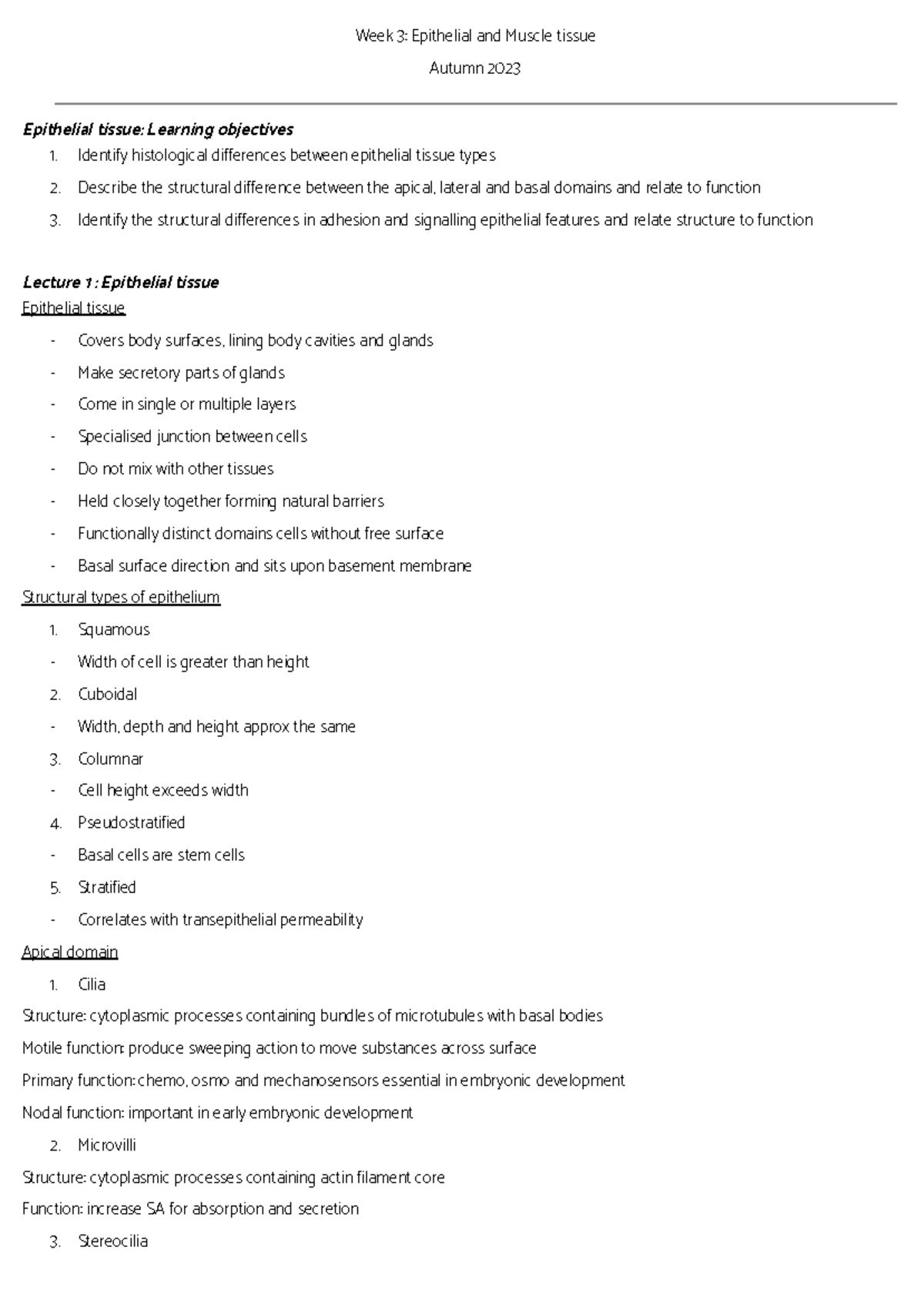 Week 3 Specialised Connective Tissue continued - Google Docs - Week 3 ...