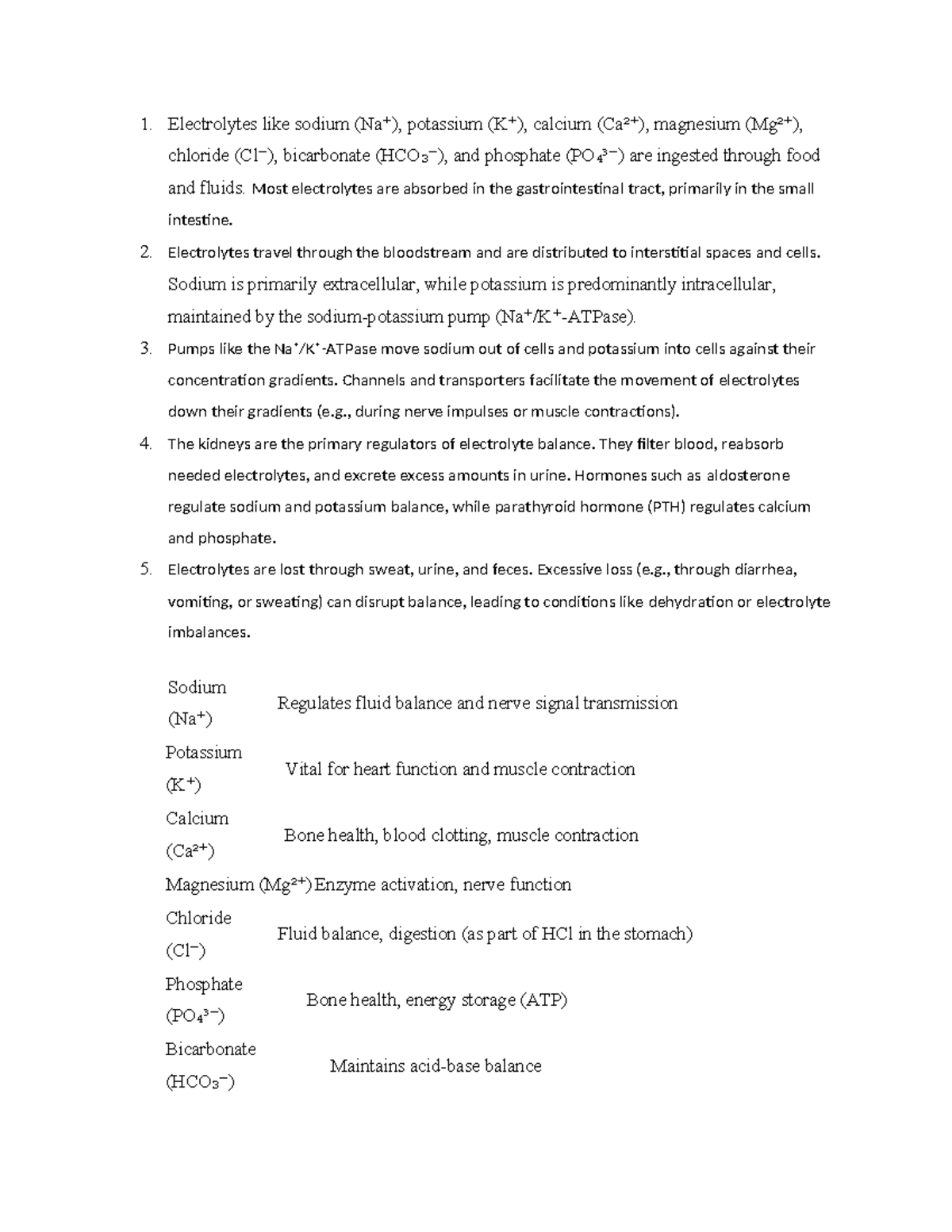 Electrolytes: Functions, Regulation, and Balance in the Human Body ...