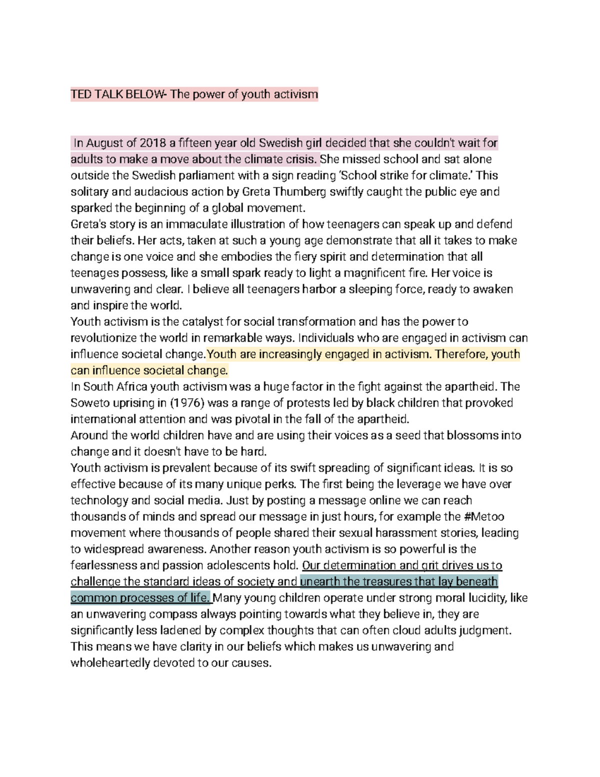 TED TALK - Google Docs - TED TALK Y10 - TED TALK BELOW- The power of ...