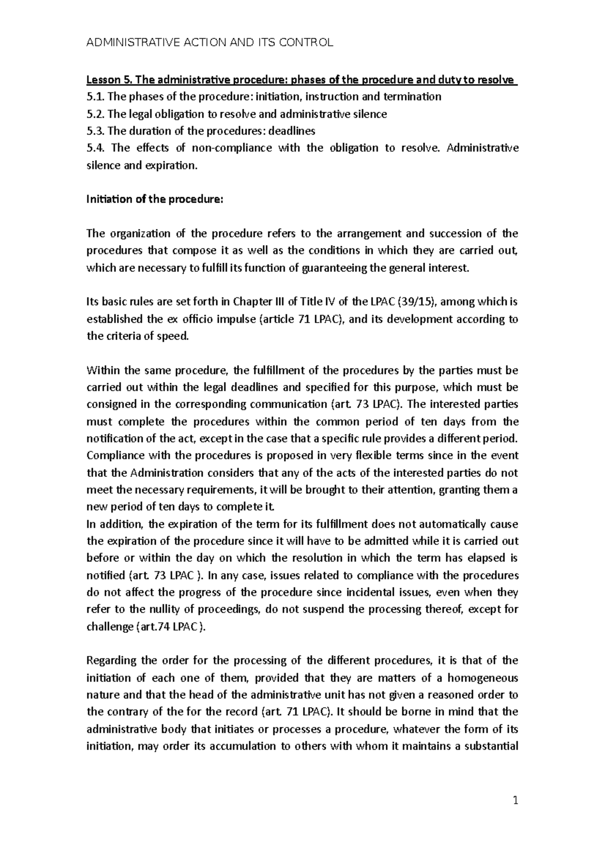 Lesson 5 Overview of Administrative Procedures and Responsibilities ...