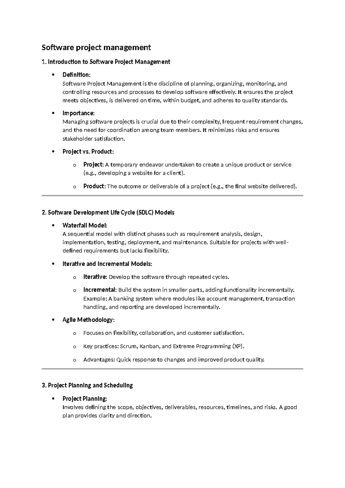 Hello these are my notes - Software project management 1. Introduction ...
