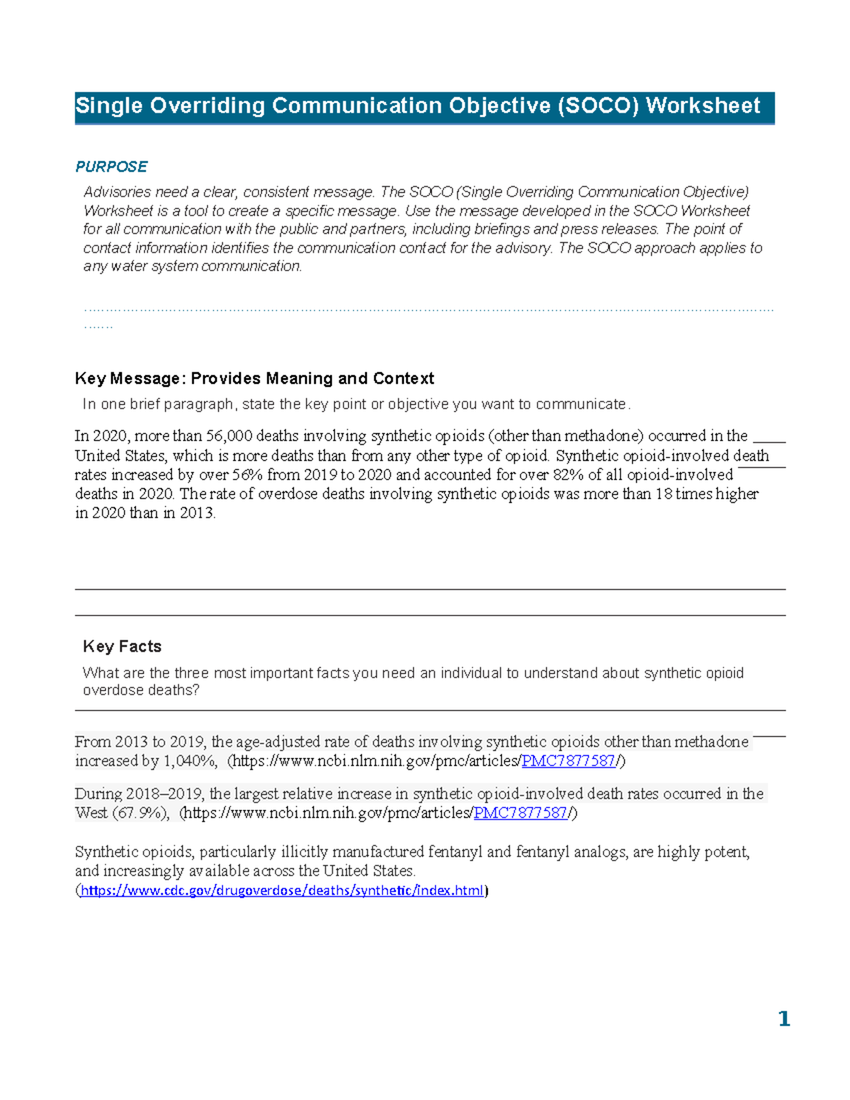 PHE-330 Discussion 3: SOCO Worksheet on Synthetic Opioid Overdoses ...
