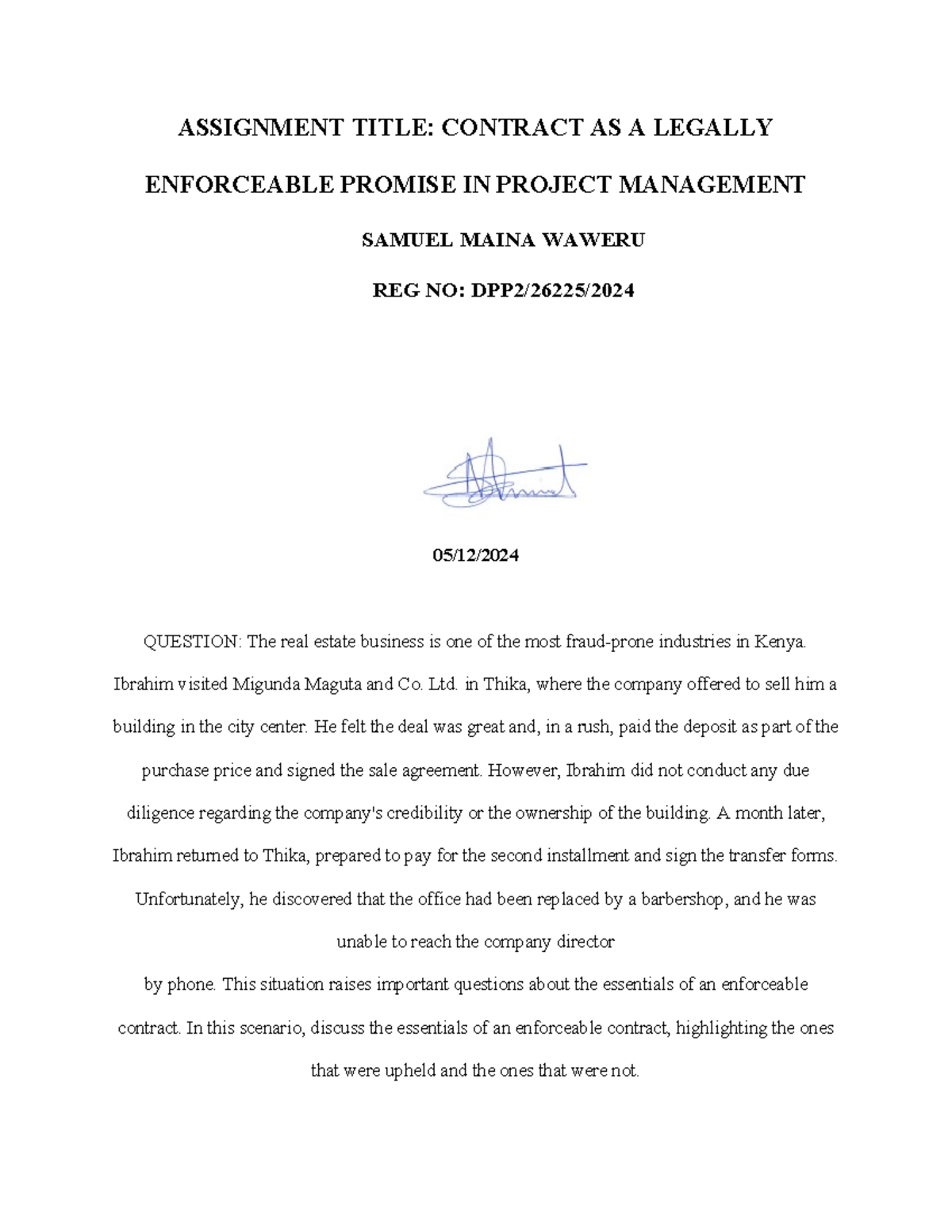 Contract AS A Legally Enforceable Promise IN Project Management ...