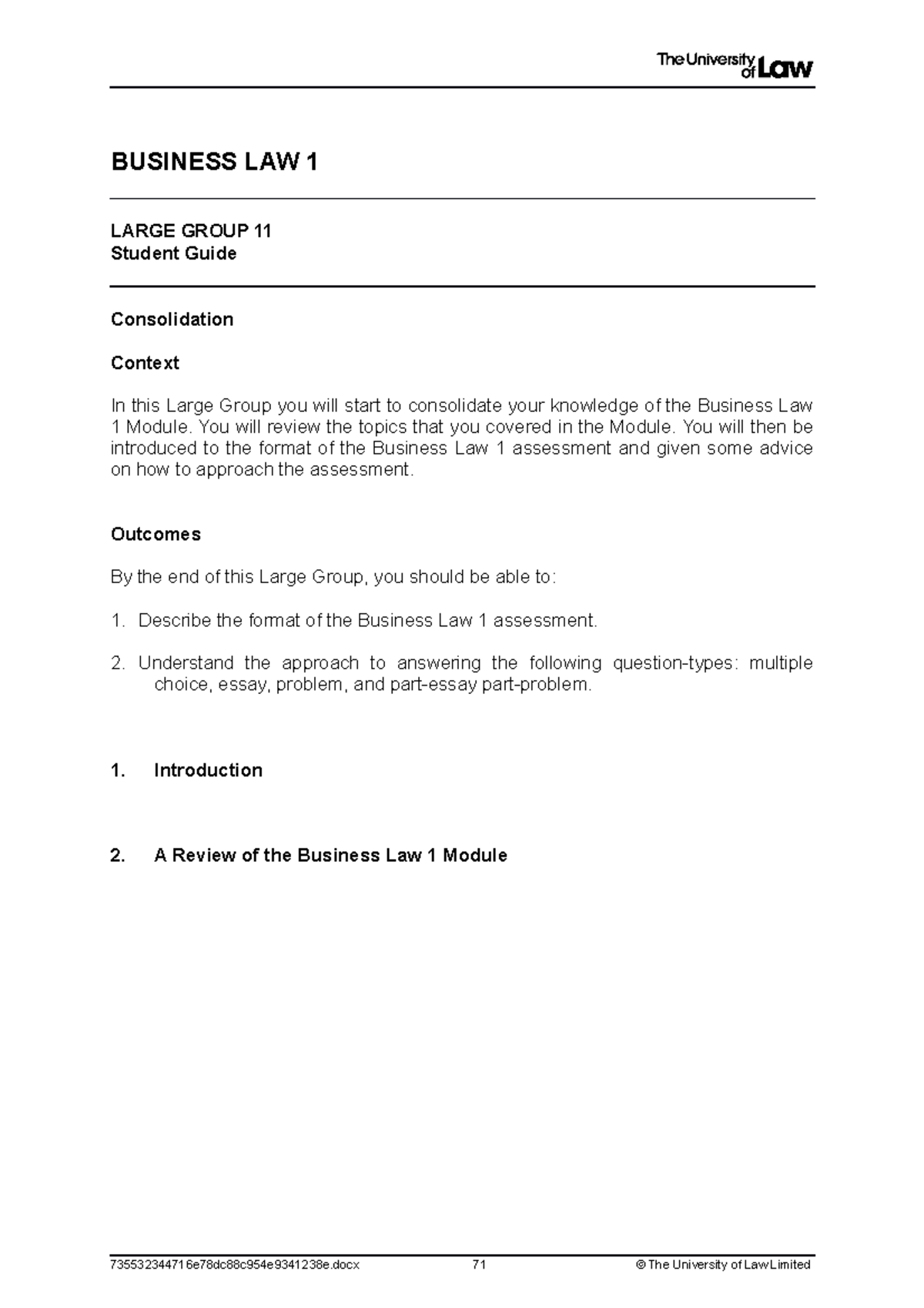 2122 bus1 lg11 ce01 student guide - BUSINESS LAW 1 LARGE GROUP 11 ...