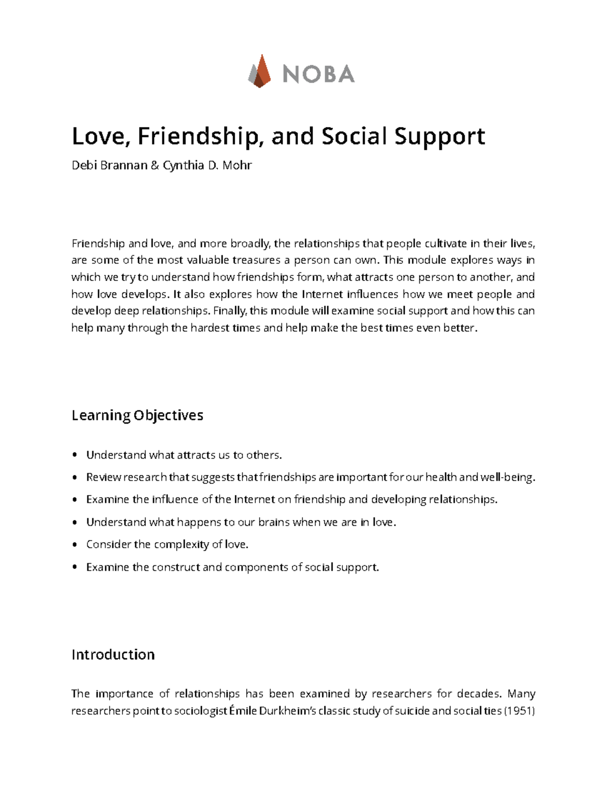 Love, Friendship, and Social Support Module - Studocu