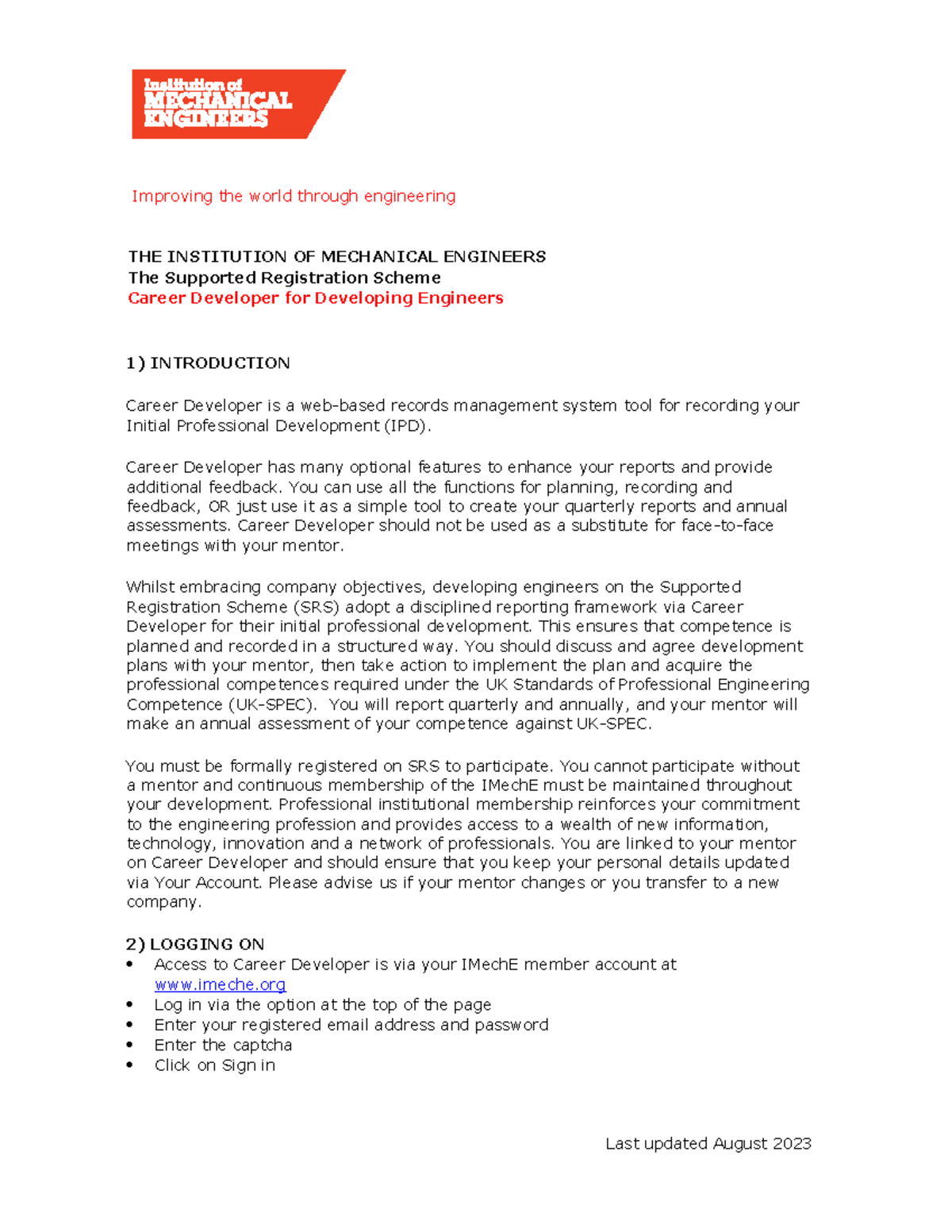 SRS Guidance Notes for Developing Engineers 2023 - Studocu