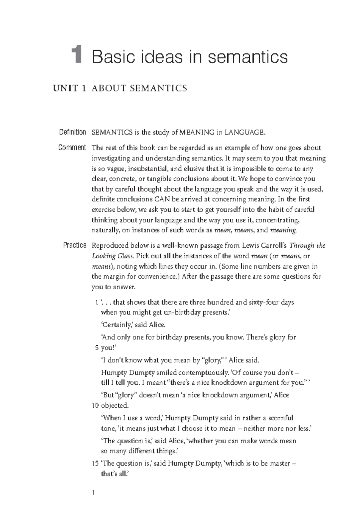 Semantics A coursebook -Unit 1 and 2 - 1 Basic ideas in semantics UNIT ...