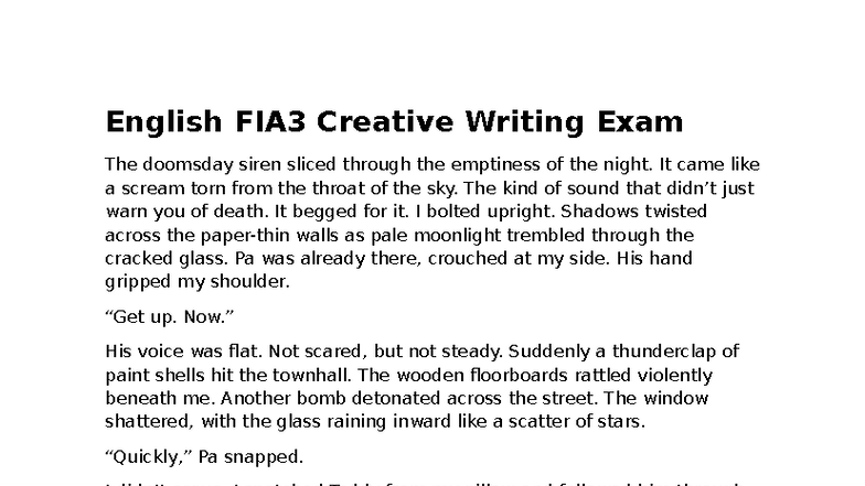 English FIA3 Creative Writing Exam: The Doomsday Siren - Studocu