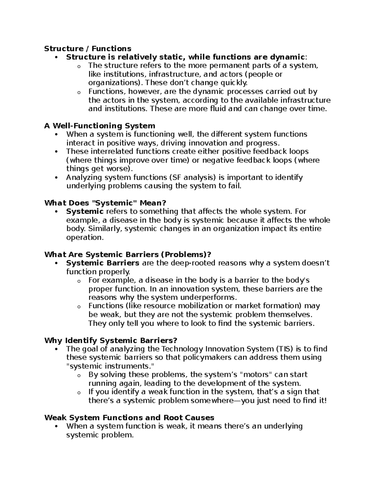 Innovation System Lecture Notes: Week 5 Insights and Analysis - Studeersnel