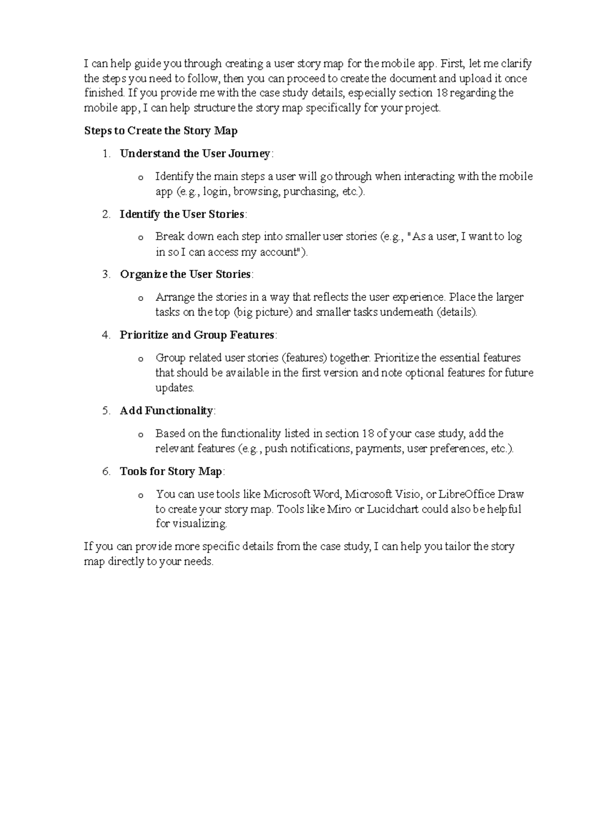 Creating a User Story Map for Mobile App Development Case Study - Studocu