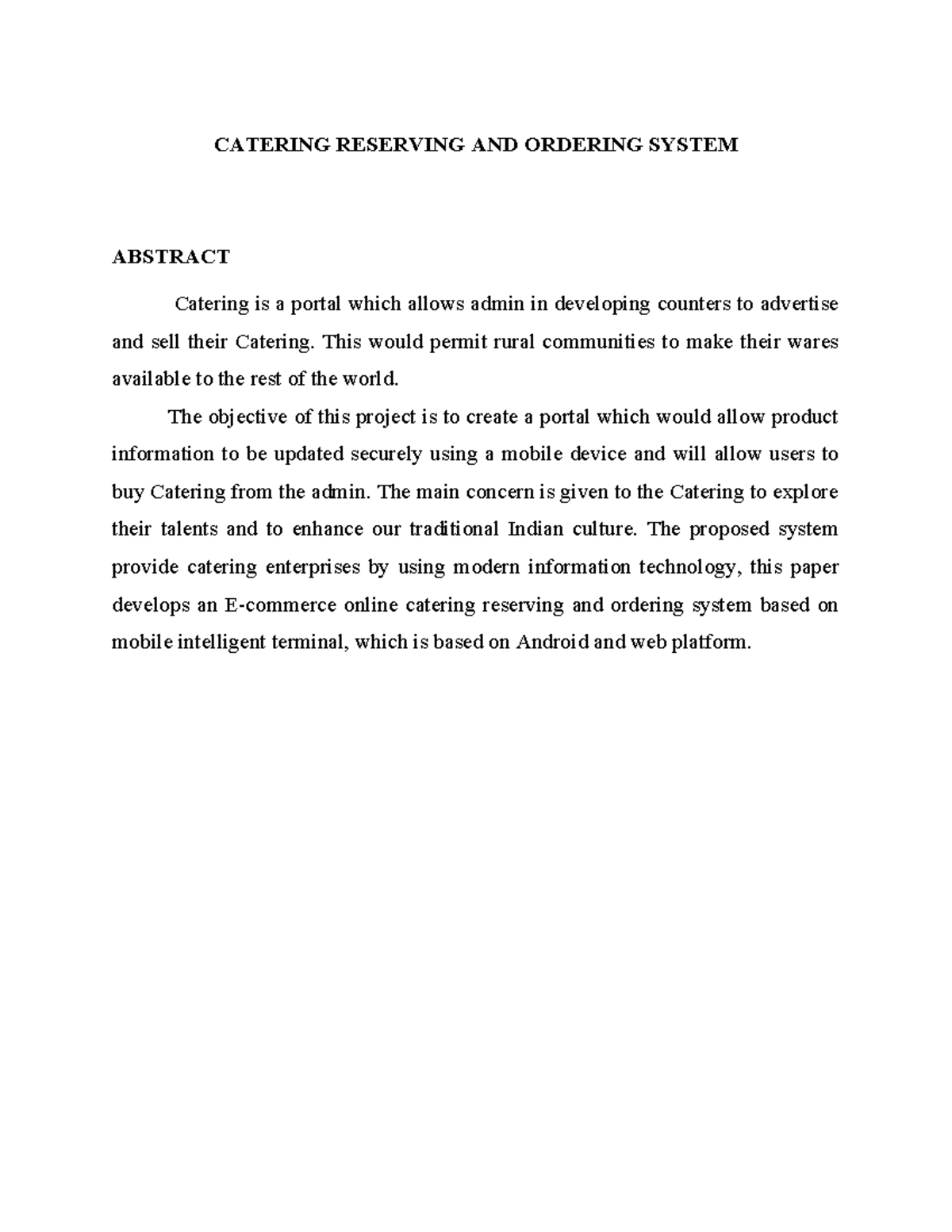 Catering Reserving & Ordering System: E-commerce Solution Overview ...