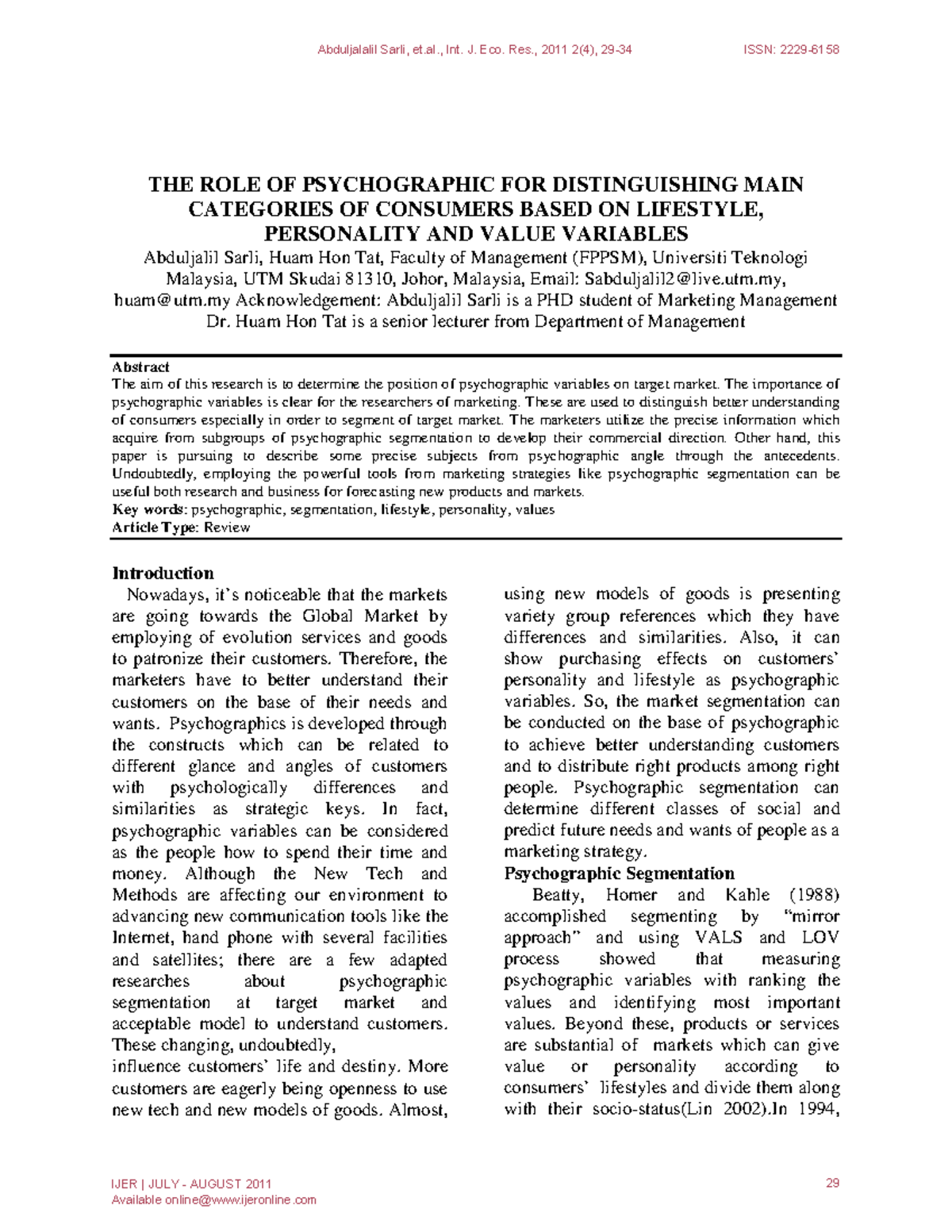 The Role of Psychographic for Distinguis - THE ROLE OF PSYCHOGRAPHIC ...