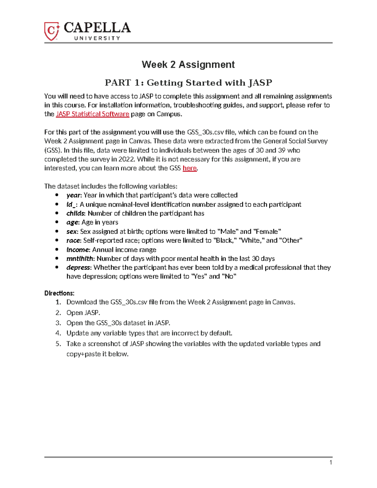 PSYC3700 Week 2 Assignment: JASP Data Analysis Guide - Studocu
