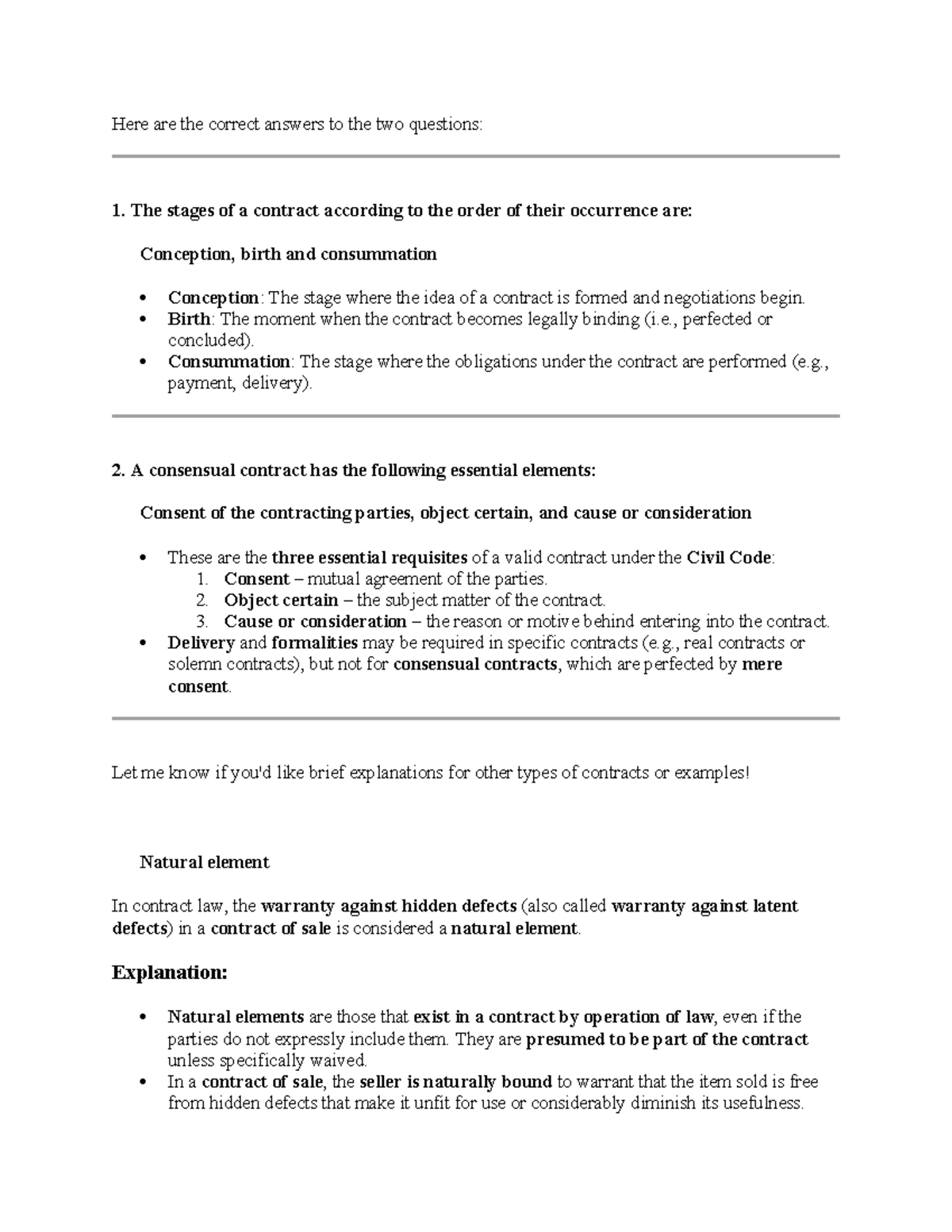 Oblii - Summary of Key Concepts in Obligations & Contracts Law - Studocu