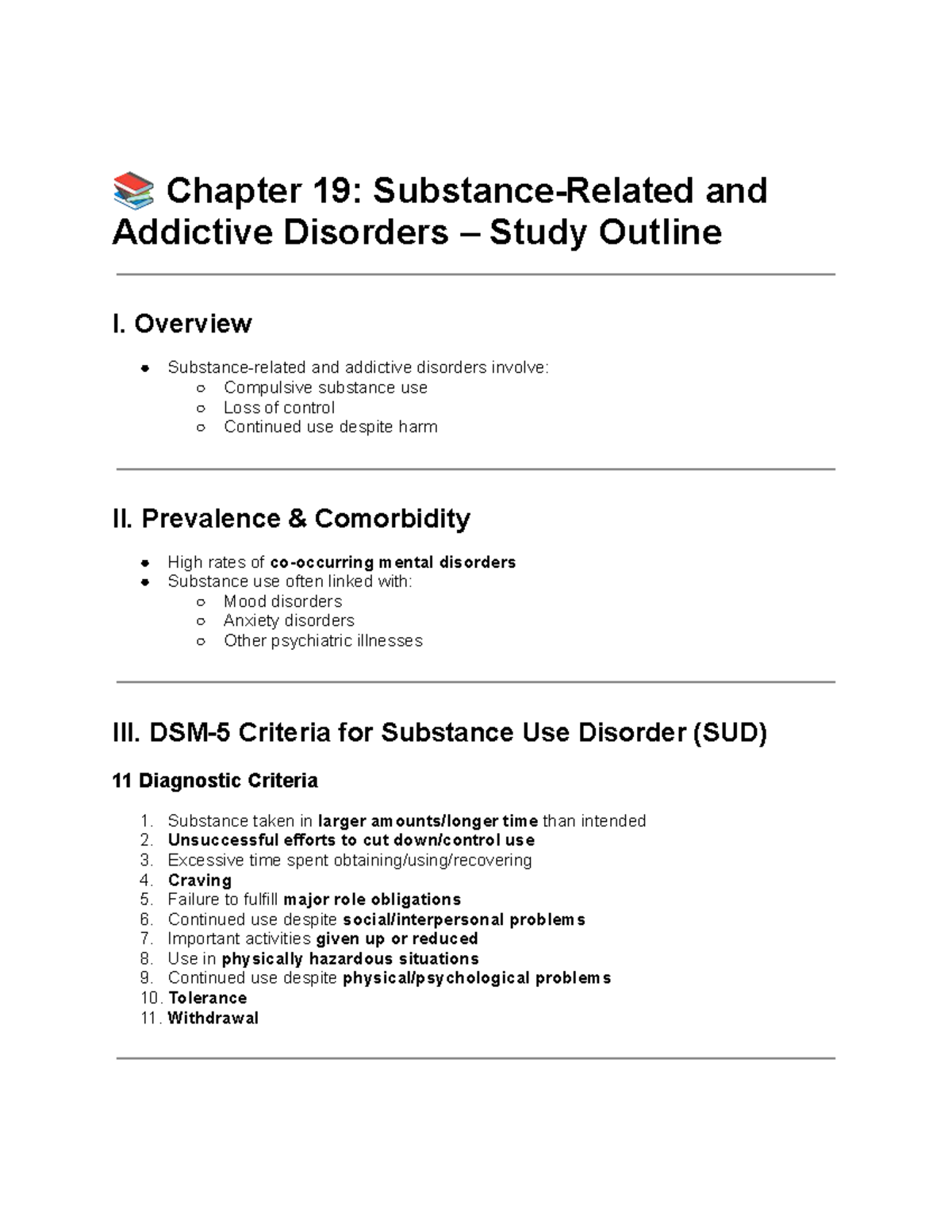 Ch 19: Addictive Disorders Study Outline and Key Concepts - Studocu