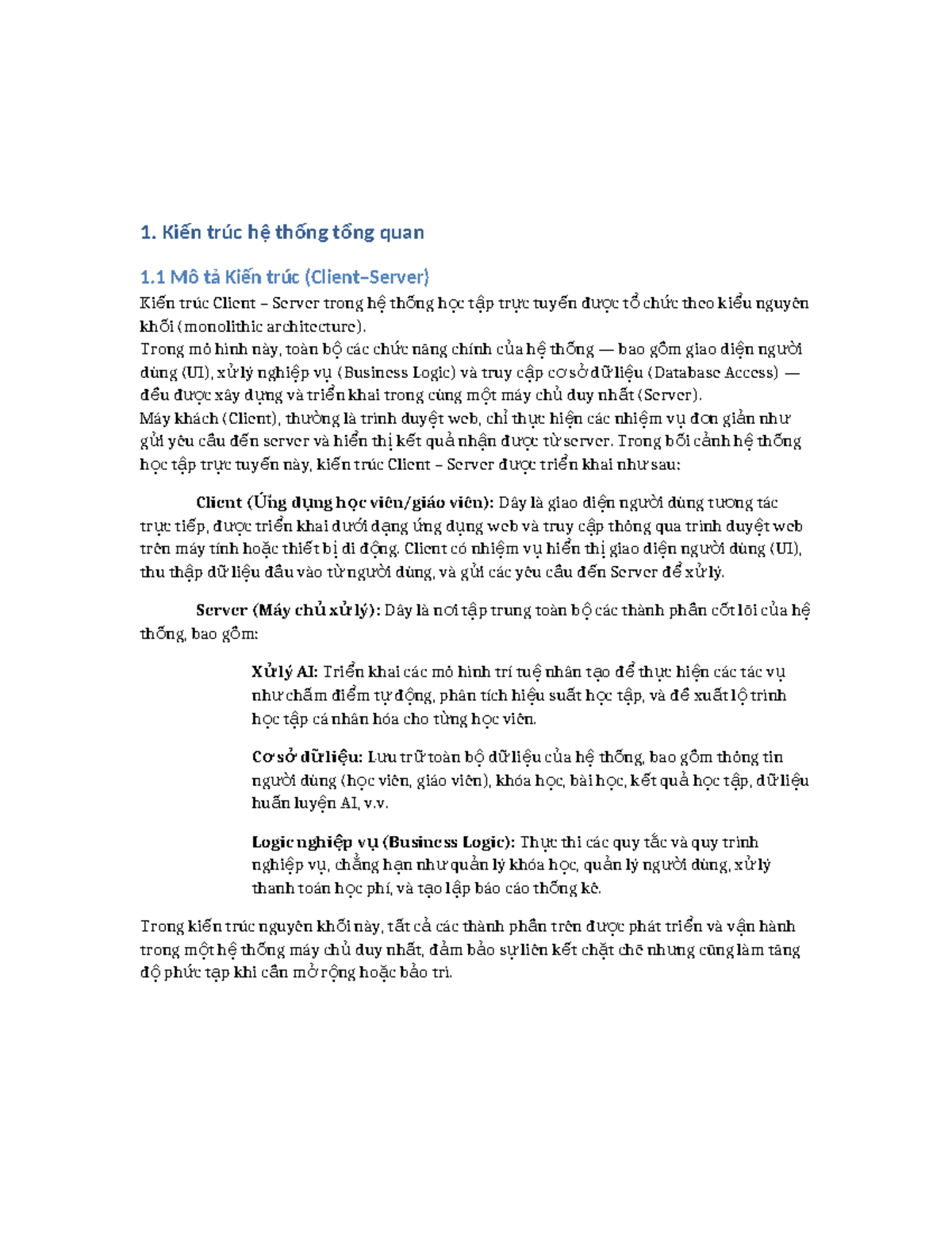Tài Liệu Kiến Trúc Hệ Thống Client-Server trong Học Tập Trực Tuyến ...