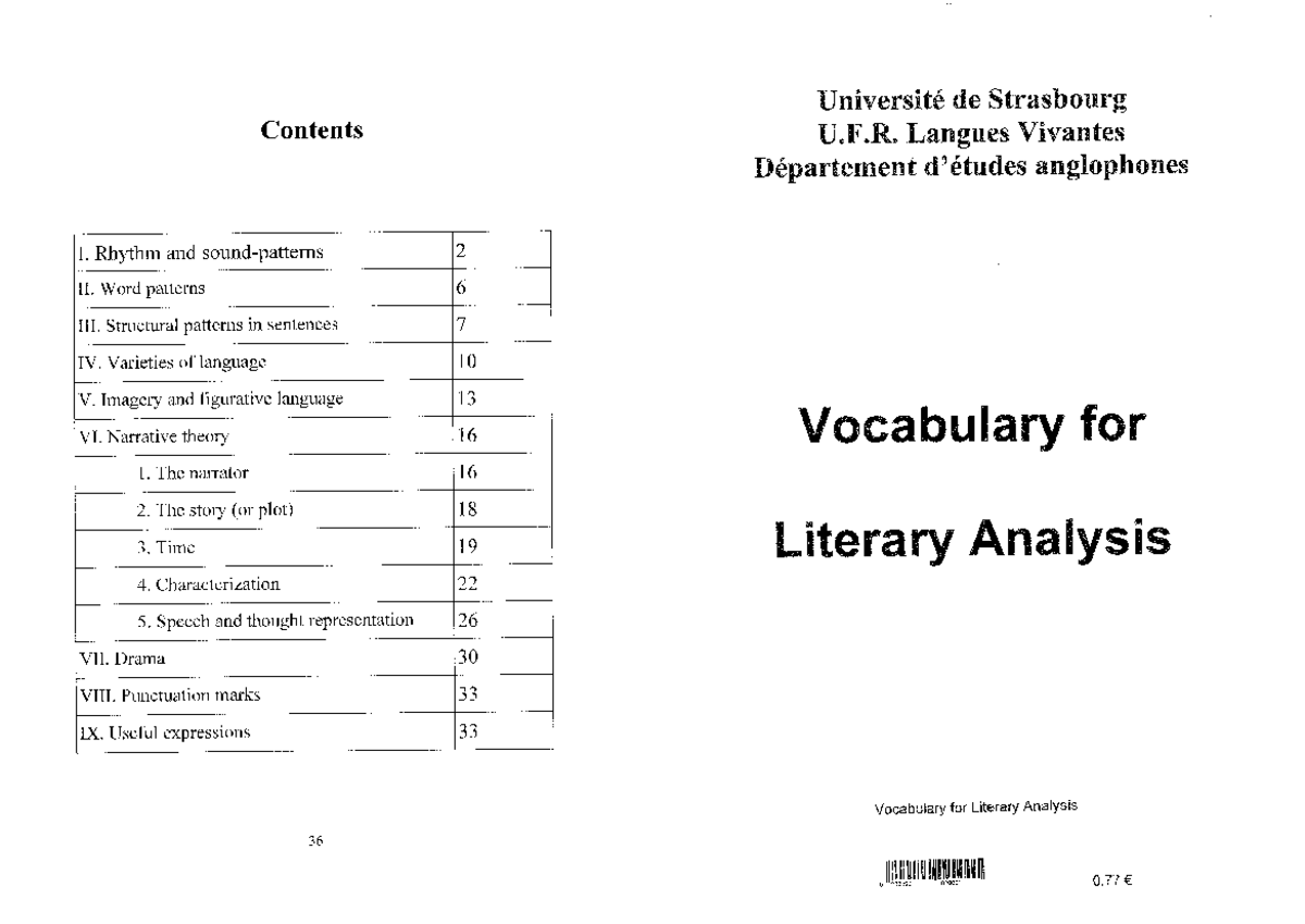 Vocabulary for Literary Analysis (ENG 101) - Key Concepts and Terms ...
