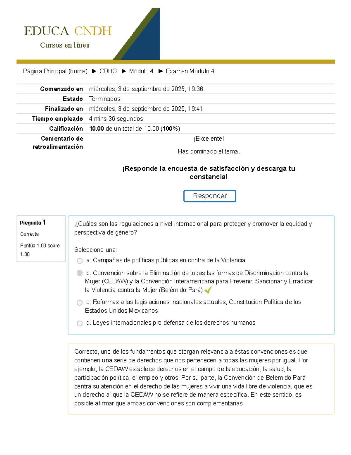 Examen Módulo 4: Equidad de Género y Derechos Humanos CDHG - Studocu