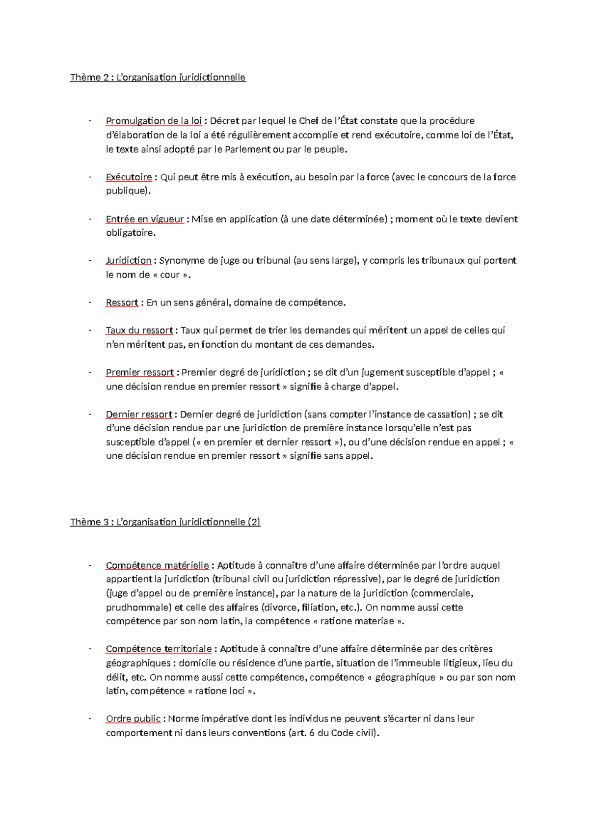 Thème 2 à 5 : Juridiction et Droit - Notes de Cours Droit 101 - Studocu