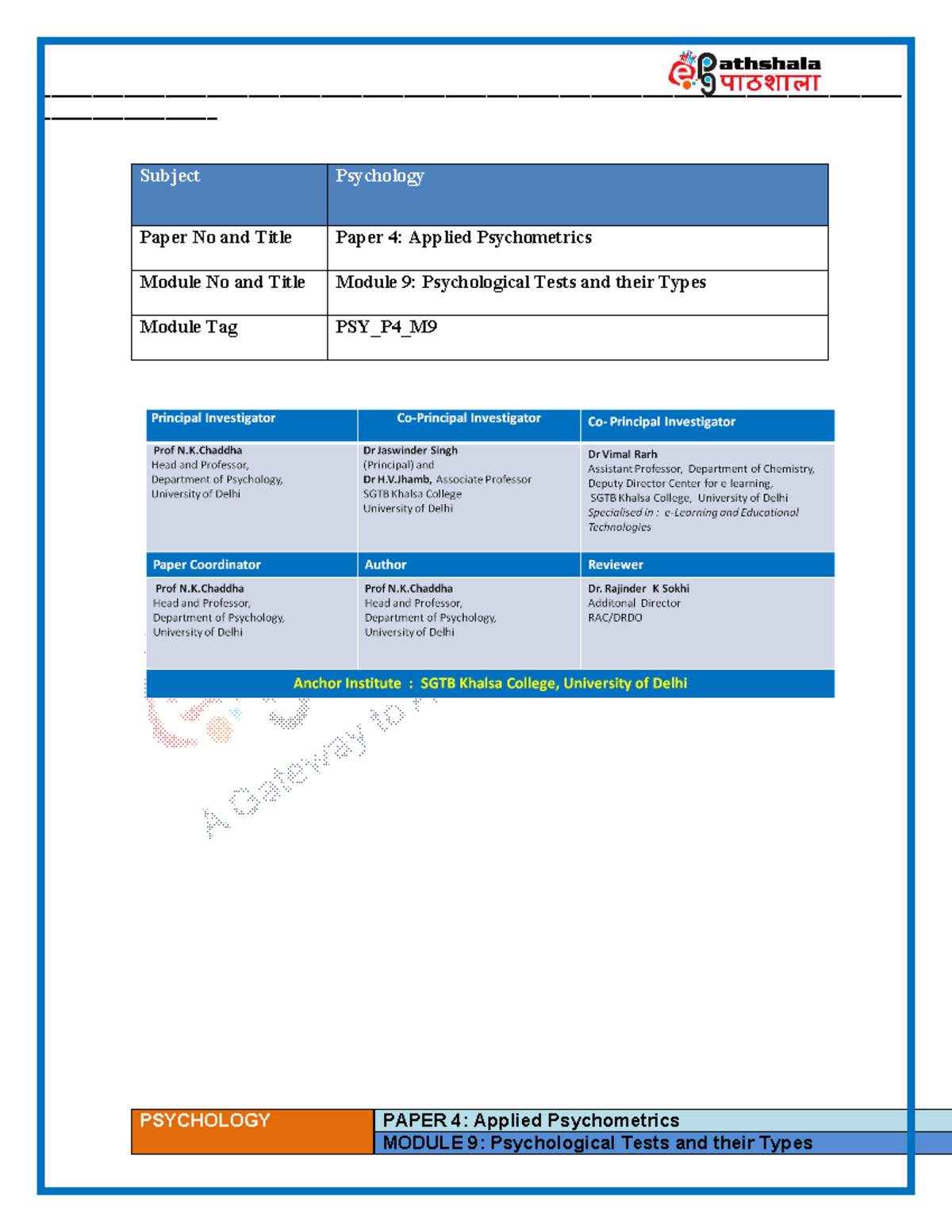 Classification of Psychometric Testing and assessment ...