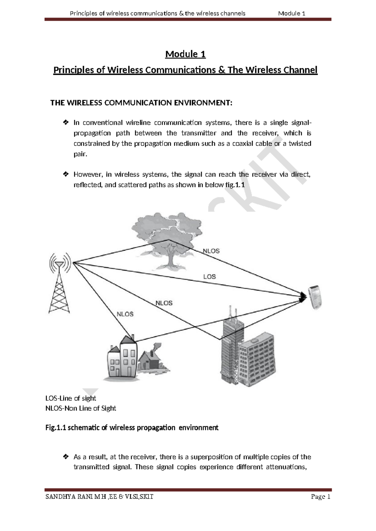 Mod1 WCS - Wireless Communication Principles & Channel Modeling BEC703 ...