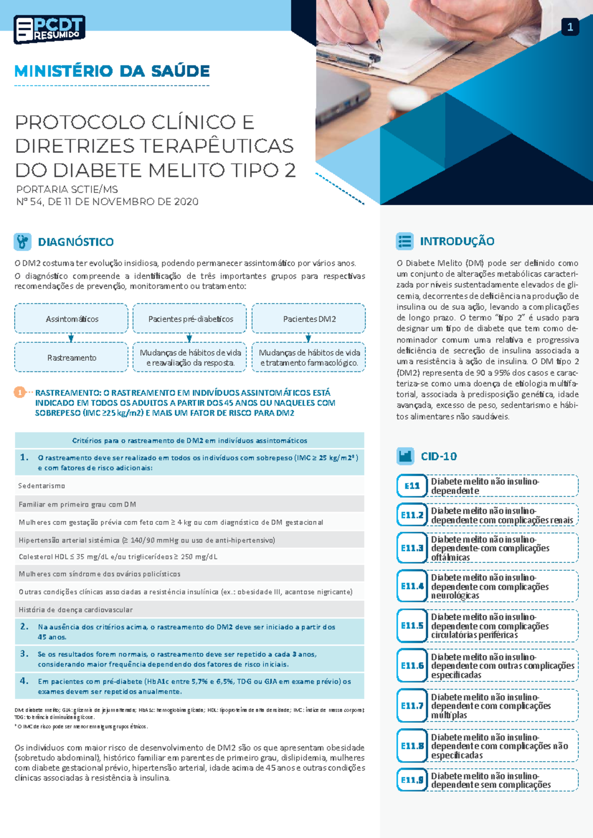PCDT Resumido: Diretrizes para Diabete Melito Tipo 2 (DM2) - Portaria ...