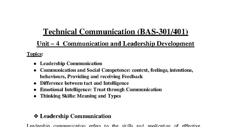BAS-301 Unit-4 - notes - Technical Communication (BAS-301/401) Unit – 4 ...