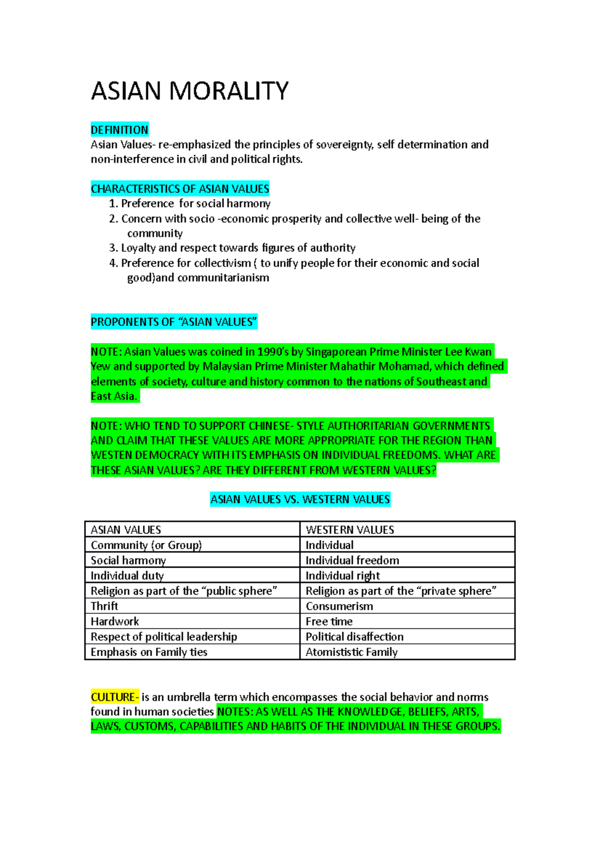 Asian Morality - ASIAN MORALITY DEFINITION Asian Values- re-emphasized ...