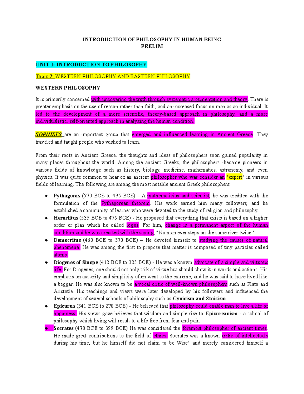 Philo 1 - Module 2 - Prelim Notes on Western and Eastern Philosophy ...