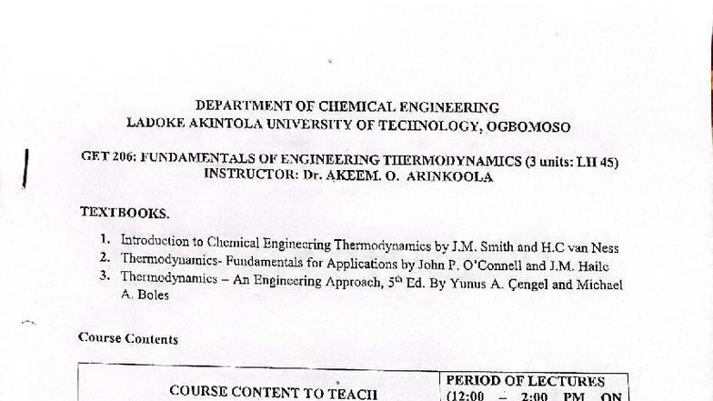 GET 206: Fundamentals of Engineering Thermodynamics Handbook - Studocu